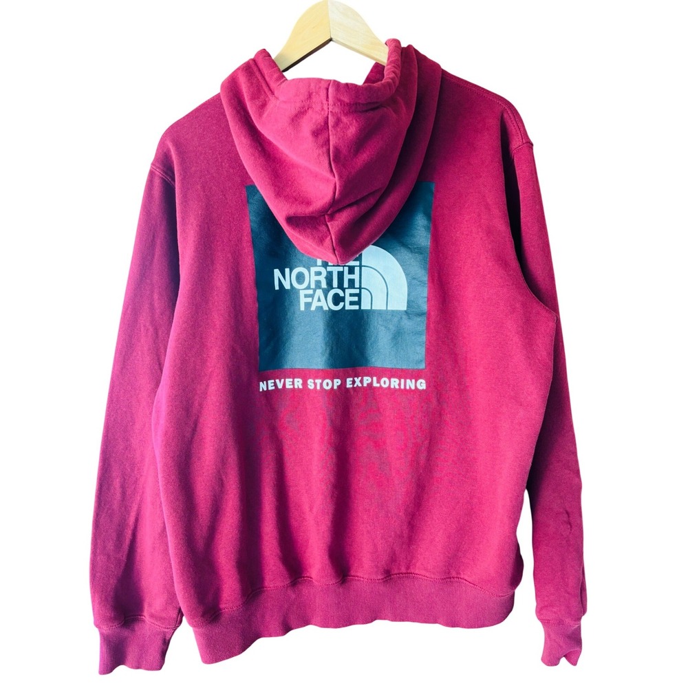 The North Face Mens Red Burgundy Graphic Pullover Hoodie Sweatshirt Size L - Picture 5 of 7